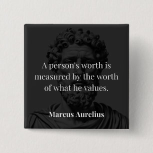 Waarde definiëren: Marcus Aurelius over Waarden Vierkante Button 5,1 Cm