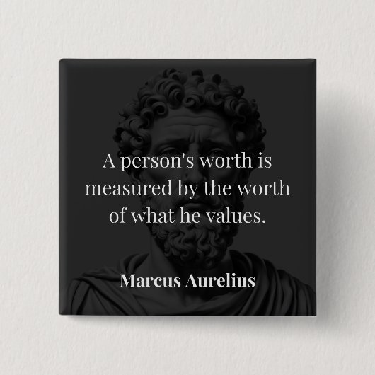 Waarde definiëren: Marcus Aurelius over Waarden Vierkante Button 5,1 Cm (Voorkant)
