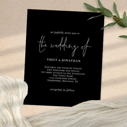 Waarde Eenvoudig Wit Zwart QR Code Bruiloft Uitnod Flyer