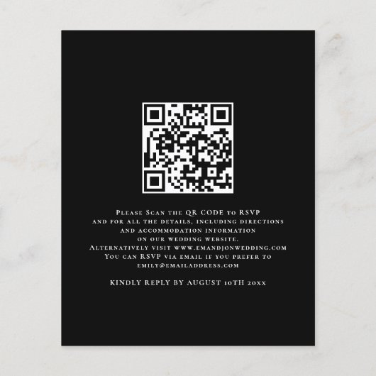Waarde Eenvoudig Wit Zwart QR Code Bruiloft Uitnod Flyer (Achterkant)