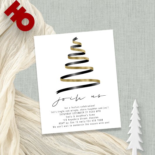Waarde Eenvoudige Gouden Zwarte Boom Kerstfeest Flyer