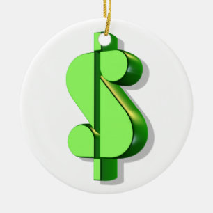 waarde en succes van dollarteken keramisch ornament