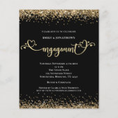 Waarde Gouden Glitter Hart Script Verloving Zwart Flyer (Voorkant)
