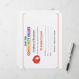 Waarde Inclusie Award Certificaat Briefhoofd
