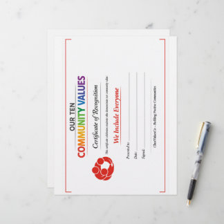 Waarde Inclusie Award Certificaat Briefhoofd
