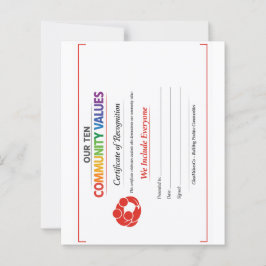Waarde Inclusie Certificaat 4.5x 5.6 Papierblad