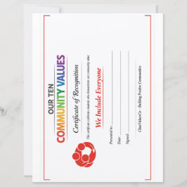 Waarde Inclusie Certificaat Briefhoofd Papier Vel