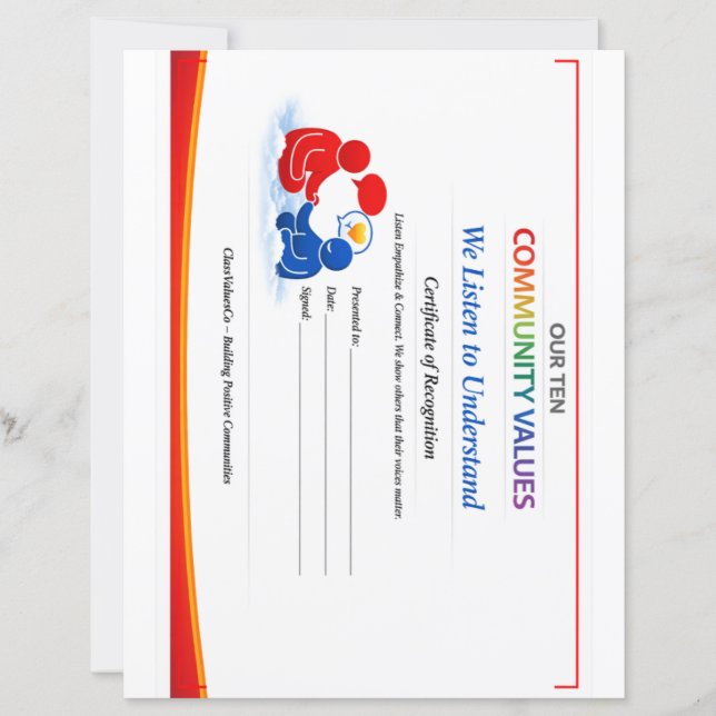 Waarde om Certificaat Briefpapier Papier Vel te Lu (Voorkant)