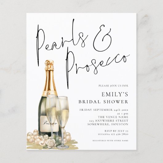 Waarde Parels Prosecco Glass Vrijgezellenfeest Inv Flyer (Voorkant)