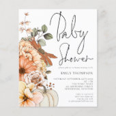Waarde Pompoen Bloemen Baby shower Invitation Flyer (Voorkant)