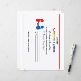 Waarde Respect Certificaat Briefpapier Dun Glanzen