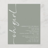 Waarde Script Oh Meisje Sage Baby shower Flyer (Voorkant)