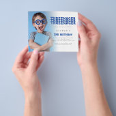 Waarde Threenager Foto Overlay 3e verjaardag Blauw Flyer (Hand)