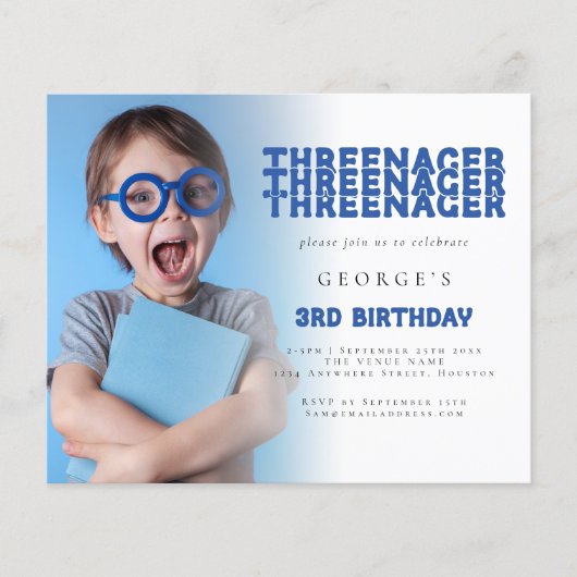 Waarde Threenager Foto Overlay 3e verjaardag Blauw Flyer (Voorkant)
