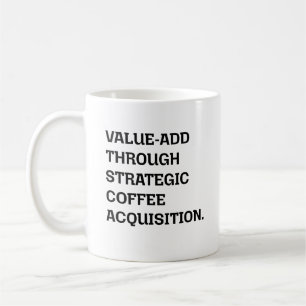Waarde toevoegende strategische koffieacquisitie s koffiemok