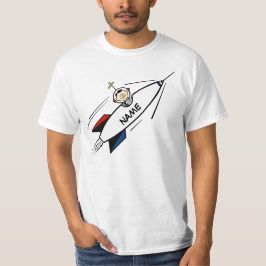 Waarde TShirt, de Cartoon van het Man van de Raket T-shirt (Voorkant)