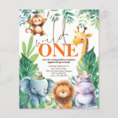 Waarde Wild Een Oerwoud Dieren 1e Verjaardagsfeest Flyer (Voorkant)