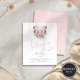 Waarde Zoete Vlinder op Weg Bloemen Baby shower Flyer
