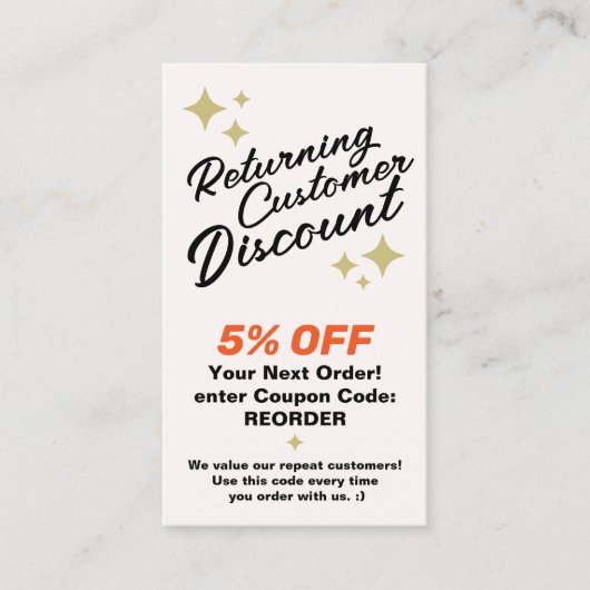 Waardebon voor klantenloyaliteitskorting kortingskaartje (Voorkant)