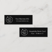 Waardebon voor zakelijke Drink | minimalistisch zw Mini Visitekaartje (Voorkant / Achterkant)