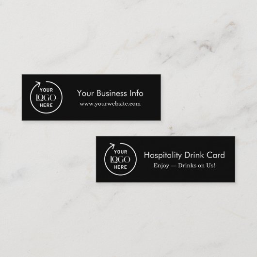 Waardebon voor zakelijke Drink | minimalistisch zw Mini Visitekaartje (Voorkant / Achterkant)