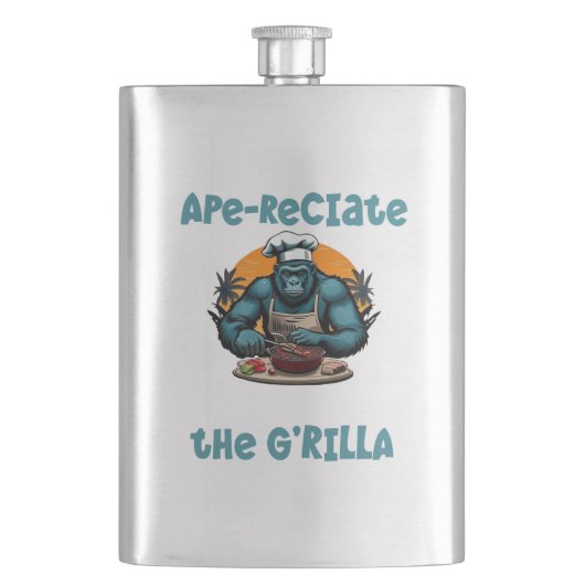 Waardeer De G'rilla Master BBQ Grill-spel Fun Pun Flacon (Voorkant)