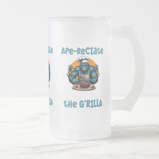 Waardeer de G'rilla Master BBQ Grill-spel Fun Pun Matglas Bierpul (Rechts)