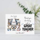 Waardeer de Leraar Kabouter Schoolbureau Bedankkaart (Staand voorkant)