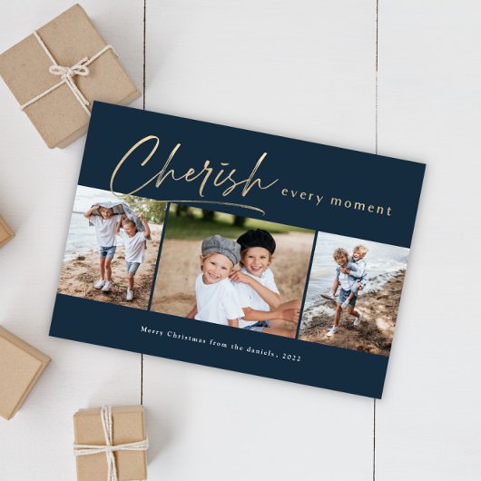 Waardeer elk moment 3 foto feestdagenkaart