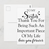 Waardeer je zus - Dank je dat je in mijn leven ben Briefkaart (Voorkant / Achterkant)