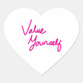 Waardeer jezelf positieve boodschap voor zelfzorg hart sticker (Voorkant)