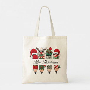 Waardeer uw leraar met een kerstcadeau met naam tote bag