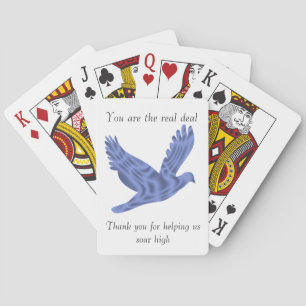 Waardeer uw medewerkers met een dankjewel-blauwe v pokerkaarten