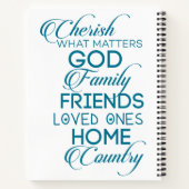 Waardeer wat telt in het turquoise notitieboek (Achterkant)