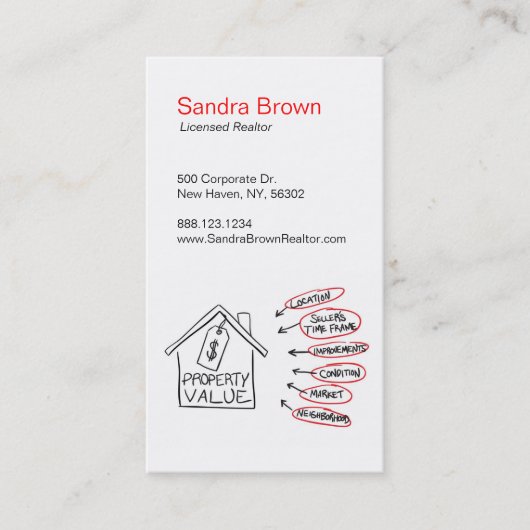 Waarden van eigenschappen realiteit Stroomdiagram Visitekaartje (Voorkant)