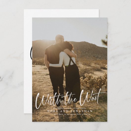 Waarder het Uitstel van het Manuscript van de Wach Save The Date (Voorkant / Achterkant)