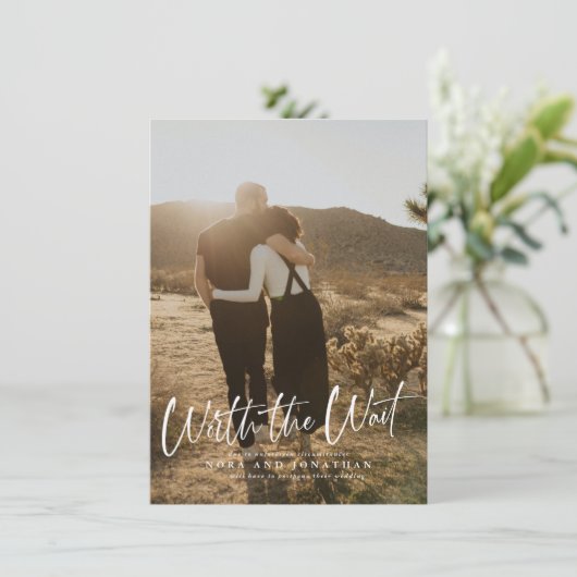 Waarder het Uitstel van het Manuscript van de Wach Save The Date (Staand voorkant)