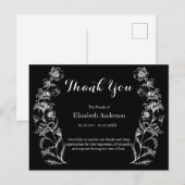 Waardering Begrafenis Zwart Wit  Bloemen Briefkaart (Voorkant / Achterkant)