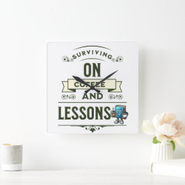 Waardering Cadeau voor Koffie-liefhebbende Leraren Vierkante Klok