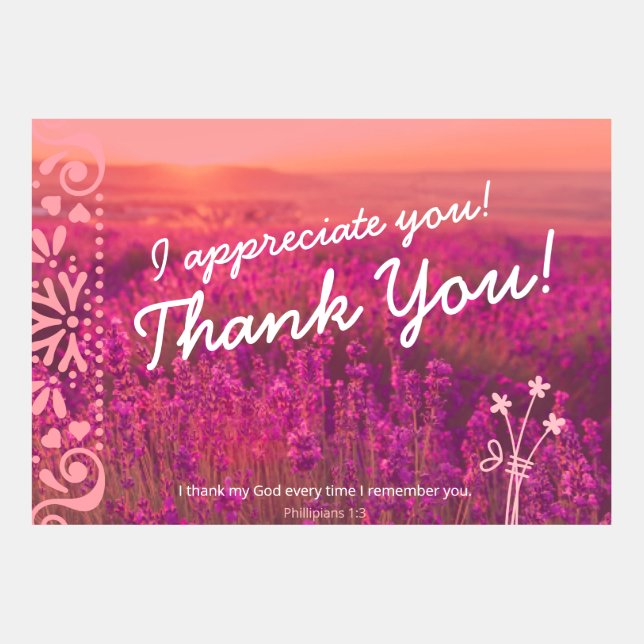 Waardering en Bedankt met een bloeiend veld (Voorkant)