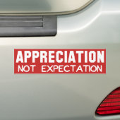 Waardering niet verwacht bumpersticker (Op auto)