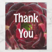 Waardering Succulent Foto Rood Plant Dank u Wijn Etiket (Enkel label)
