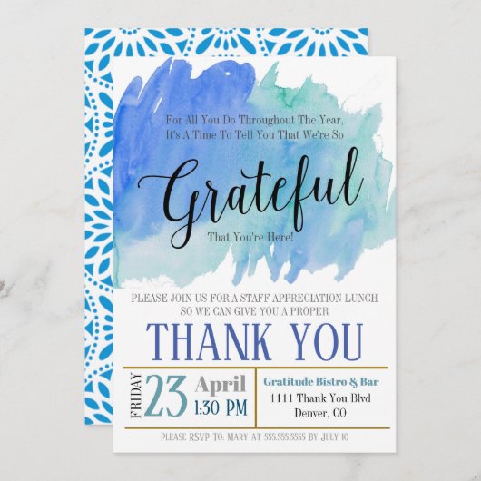 Waardering uitnodiging, dankbaar voor u kaart (Voorkant / Achterkant)