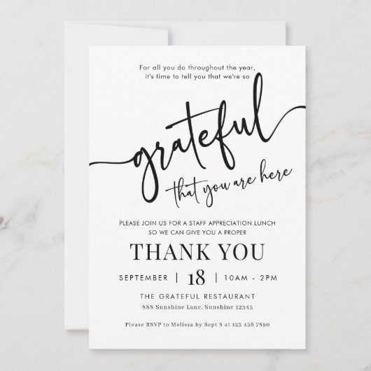 Waardering uitnodiging, dankbaar voor u uitnodigen kaart (Voorkant)