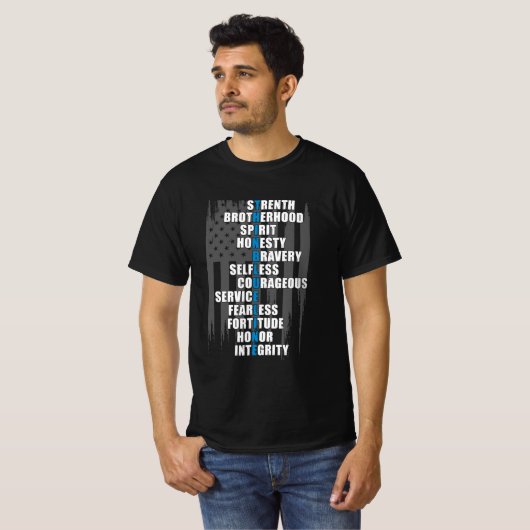 Waardering van de rechtshandhavingsvlaggepolitie t-shirt (Voorkant volledig)