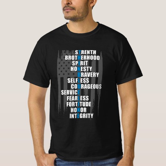 Waardering van de rechtshandhavingsvlaggepolitie t-shirt (Voorkant)