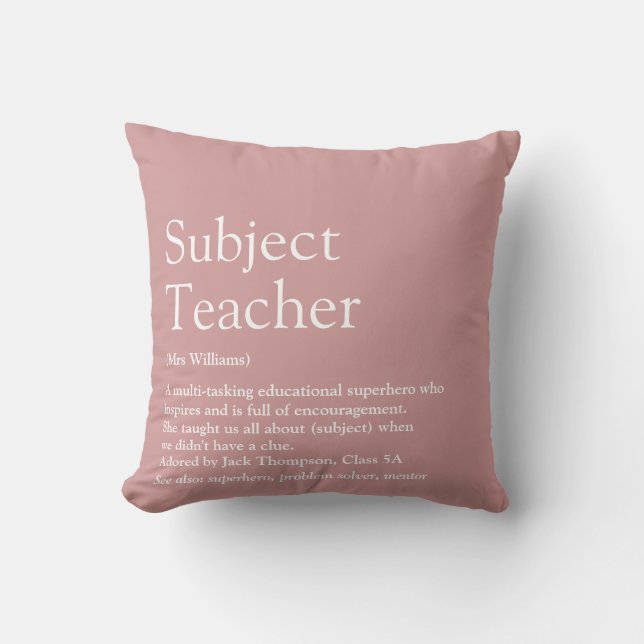 Waardering voor een leraar Roze Fun Kussen (Voorkant)
