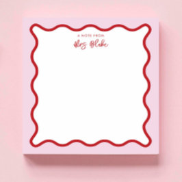 Waardering voor Leraar Roze Rode Golflijn Notitieblok