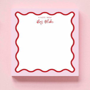 Waardering voor Leraar Roze Rode Golflijn Notitieblok