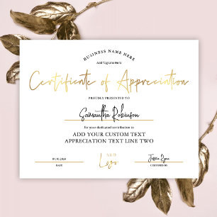 Waarderingscertificaat Gold Logo Diploma Award